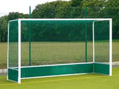 Hockey goal post and accessories.