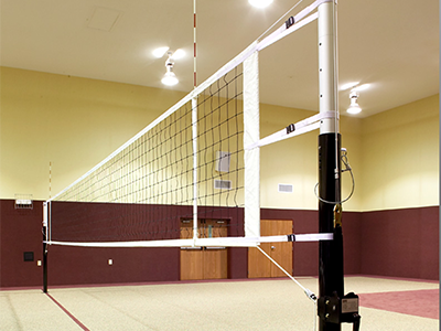 Volleyball court post and net height adjustable